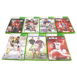 Large Lot of 7 Xbox 360 Sports Games FIFA NHL MLB NBA Wrestling Rated E T